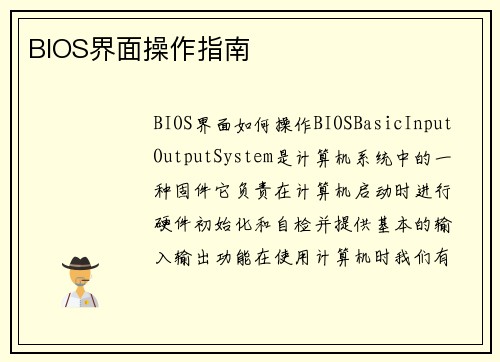 BIOS界面操作指南